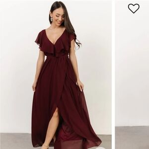 Baltic Born Katya Ruffle Midi Dress_XS_Wine color
